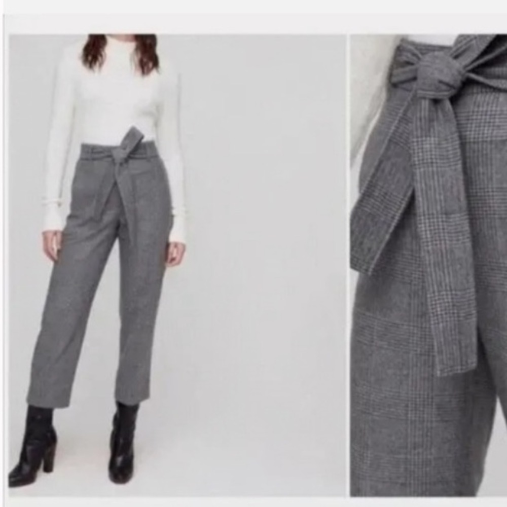 Wilfred tie front pant (light grey plaid)